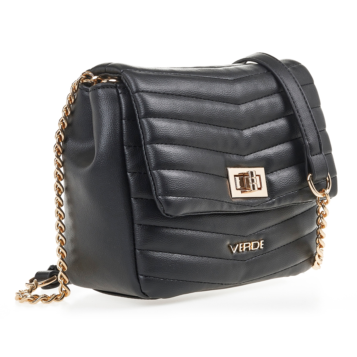 Verde Γυναικεία Τσάντα Χιαστί 16-7099 Μαύρο