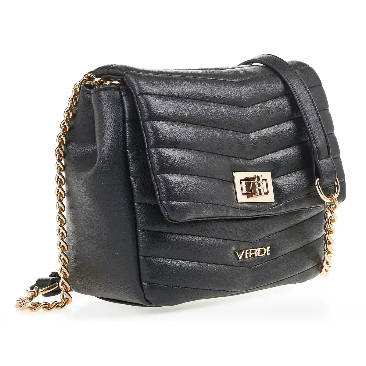 Verde Γυναικεία Τσάντα Χιαστί 16-7099 Μαύρο