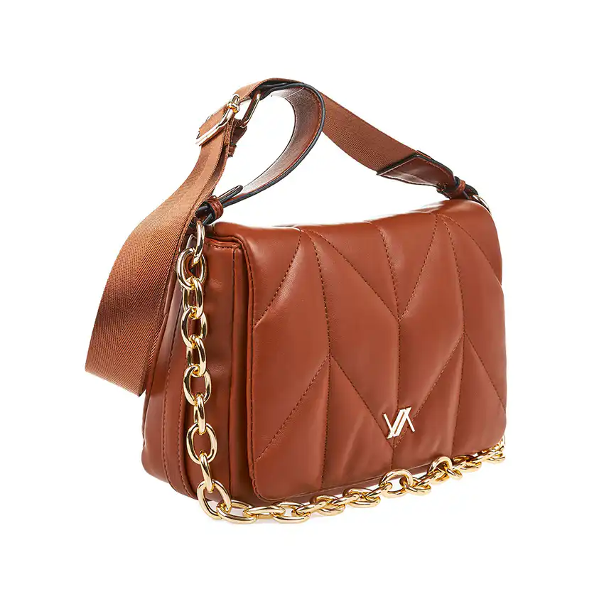 Verde Γυναικεία Τσάντα Ώμου 16-7116 Καμηλό