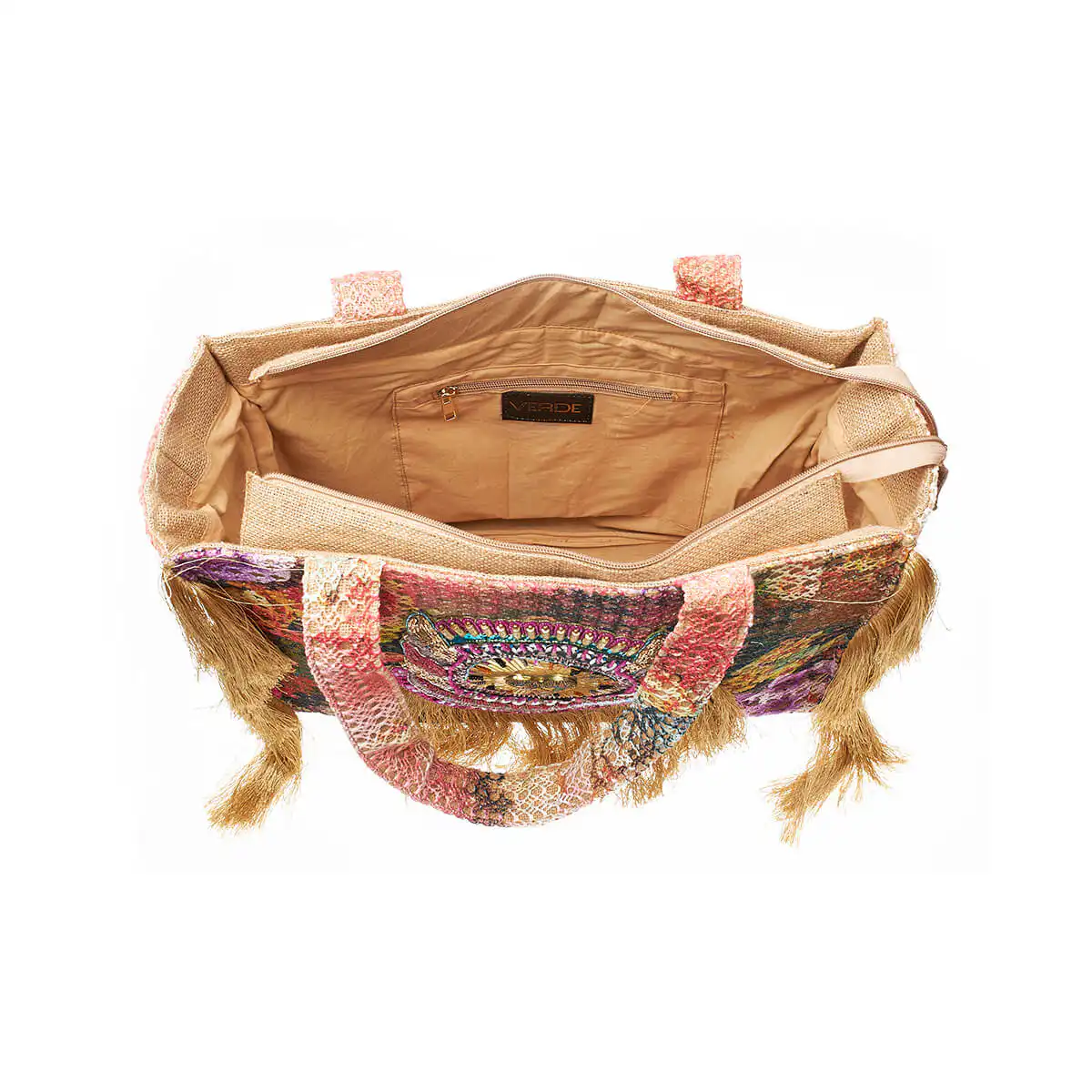 Verde Γυναικεία Τσάντα Ώμου 16-7219 απο Γιούτα & Βαμβάκι Πολύχρωμο