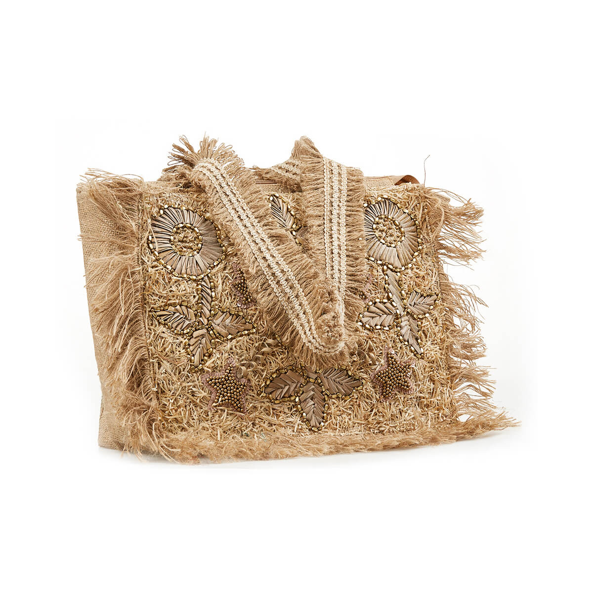 Verde Γυναικεία Τσάντα Ώμου 16-7222 Γιούτα Μπεζ