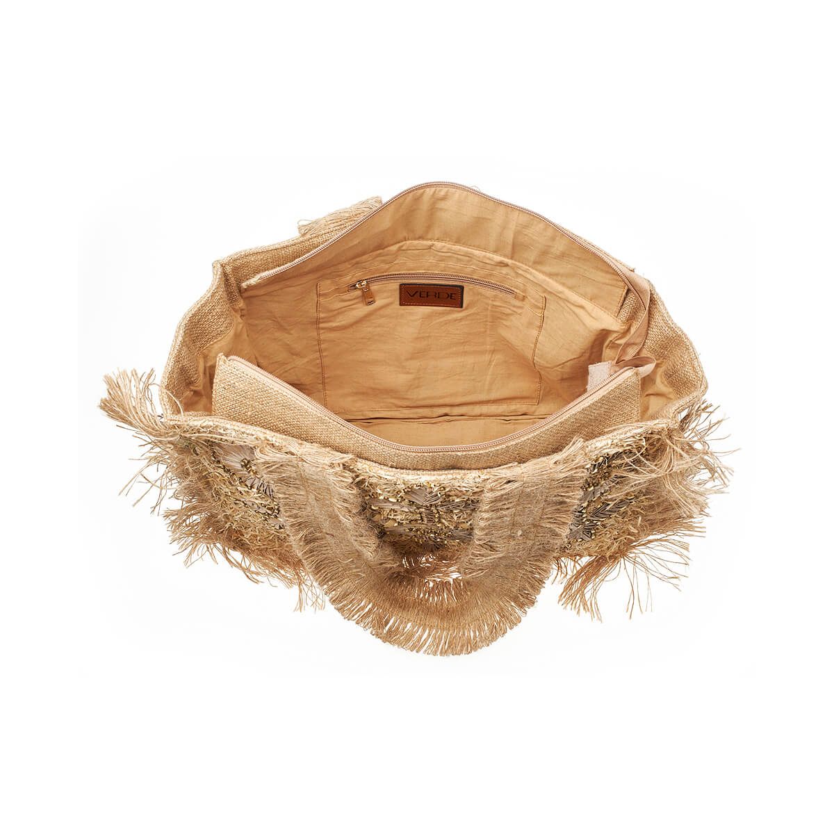 Verde Γυναικεία Τσάντα Ώμου 16-7222 Γιούτα Μπεζ