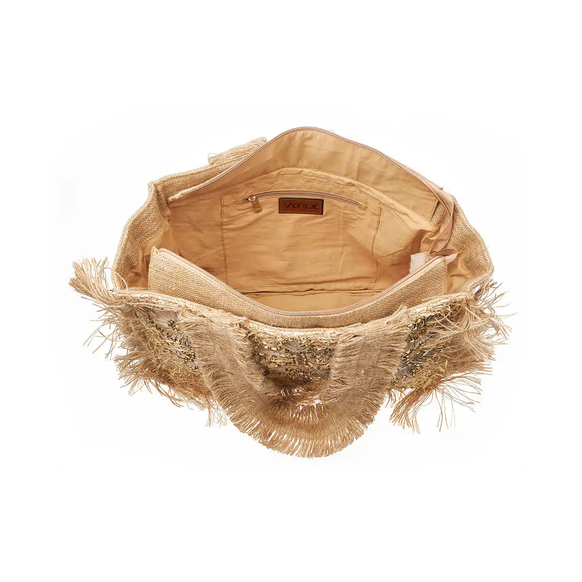 Verde Γυναικεία Τσάντα Ώμου 16-7222 Γιούτα Μπεζ