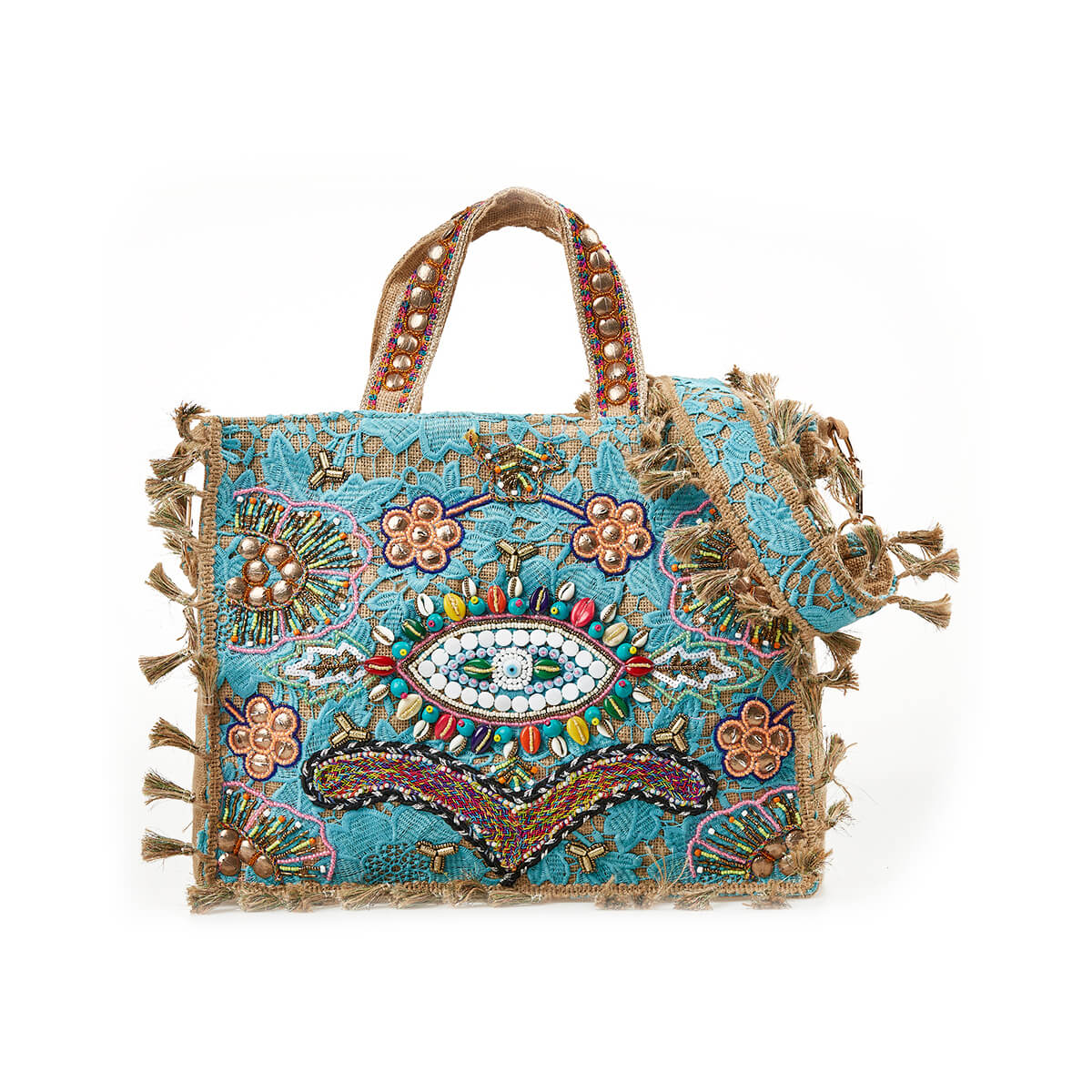 Verde Γυναικεία Τσάντα Ώμου 16-7223 απο Γιούτα & Βαμβάκι Πολύχρωμο