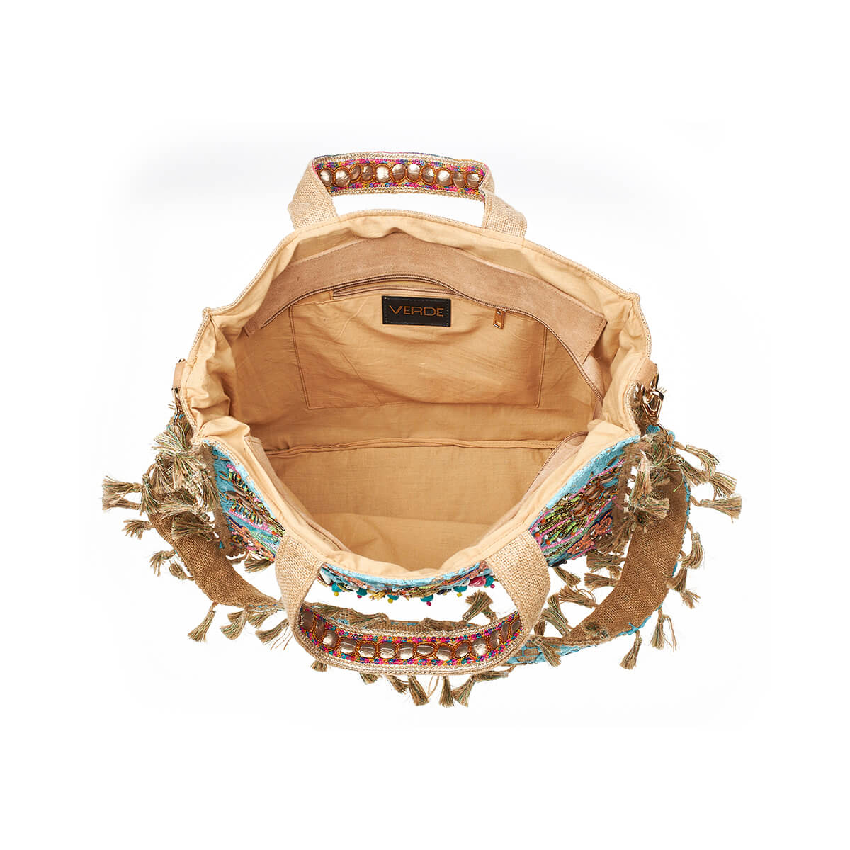 Verde Γυναικεία Τσάντα Ώμου 16-7223 απο Γιούτα & Βαμβάκι Πολύχρωμο