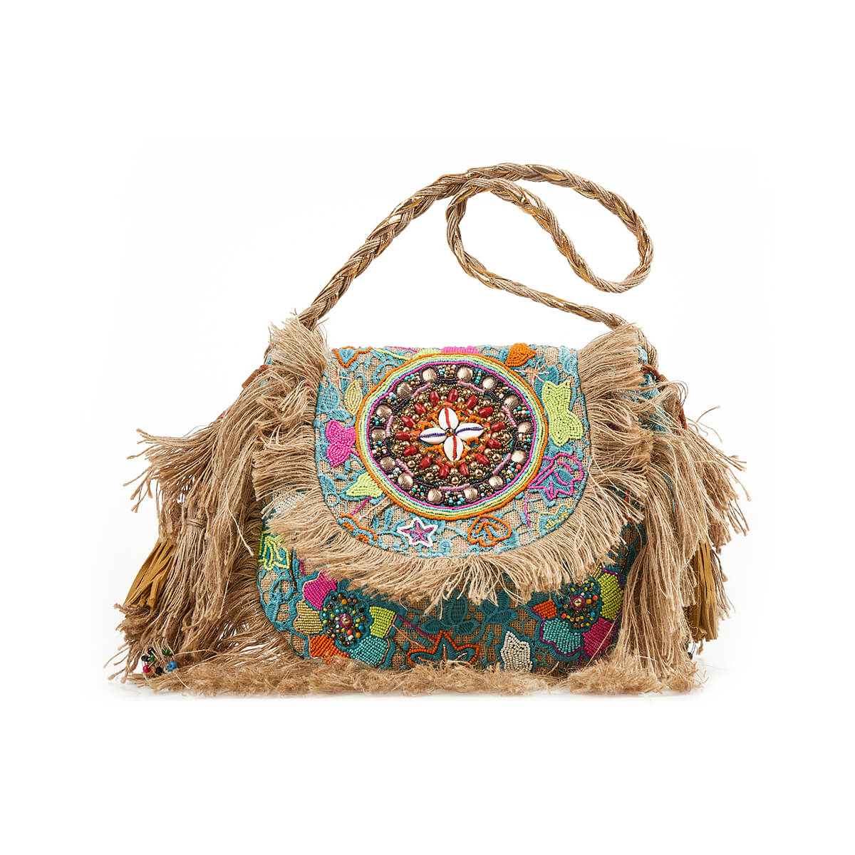 Verde Γυναικεία Τσάντα Ώμου 16-7224 απο Γιούτα & Βαμβάκι Πολύχρωμο