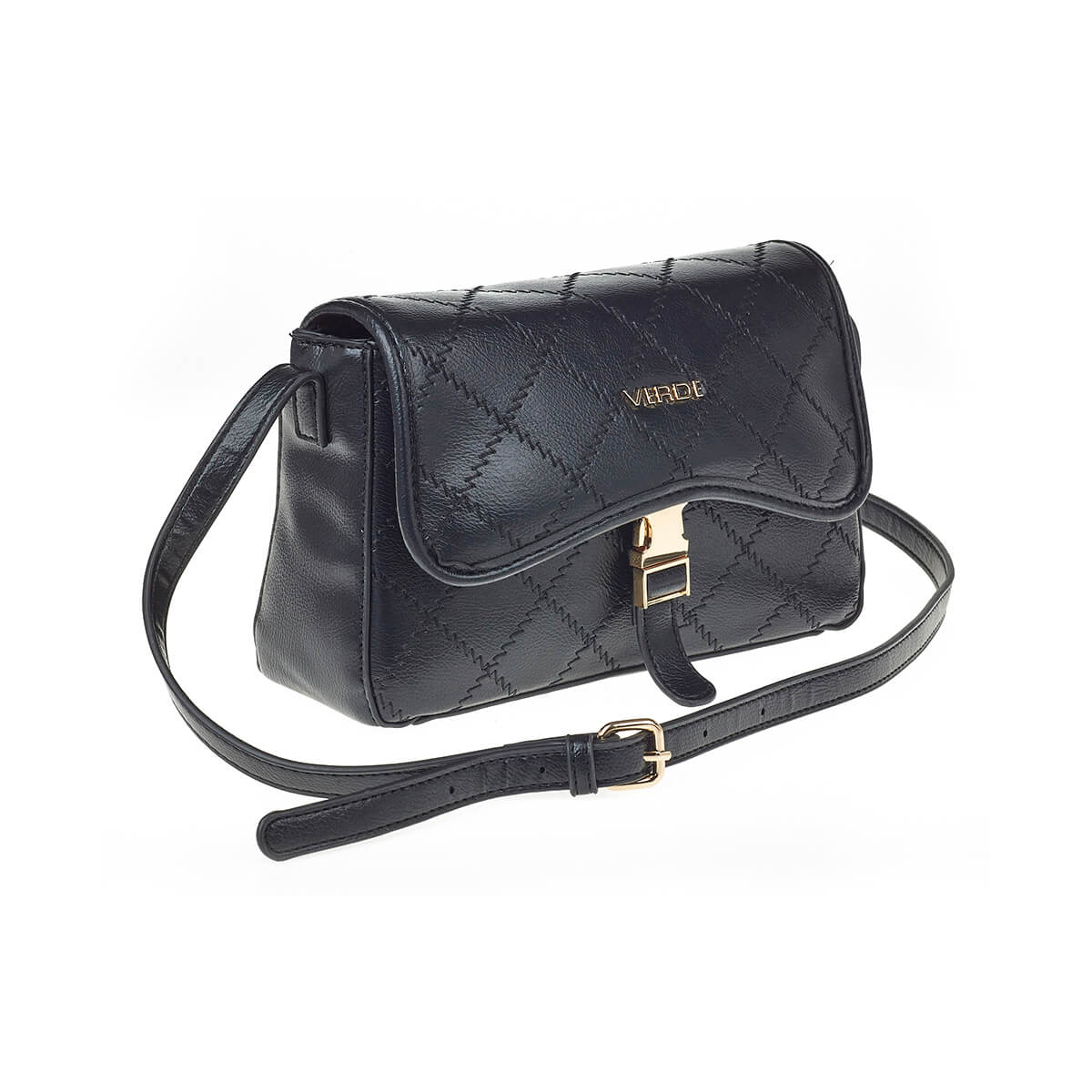 Verde Γυναικεία Τσάντα Χιαστί 16-7234 Μαύρο