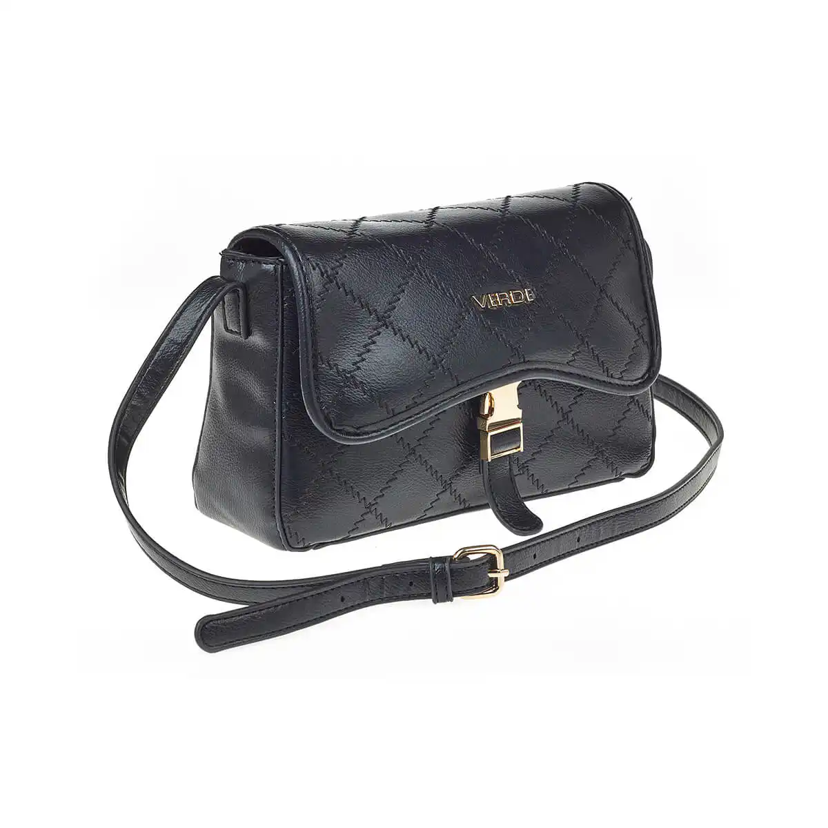 Verde Γυναικεία Τσάντα Χιαστί 16-7234 Μαύρο