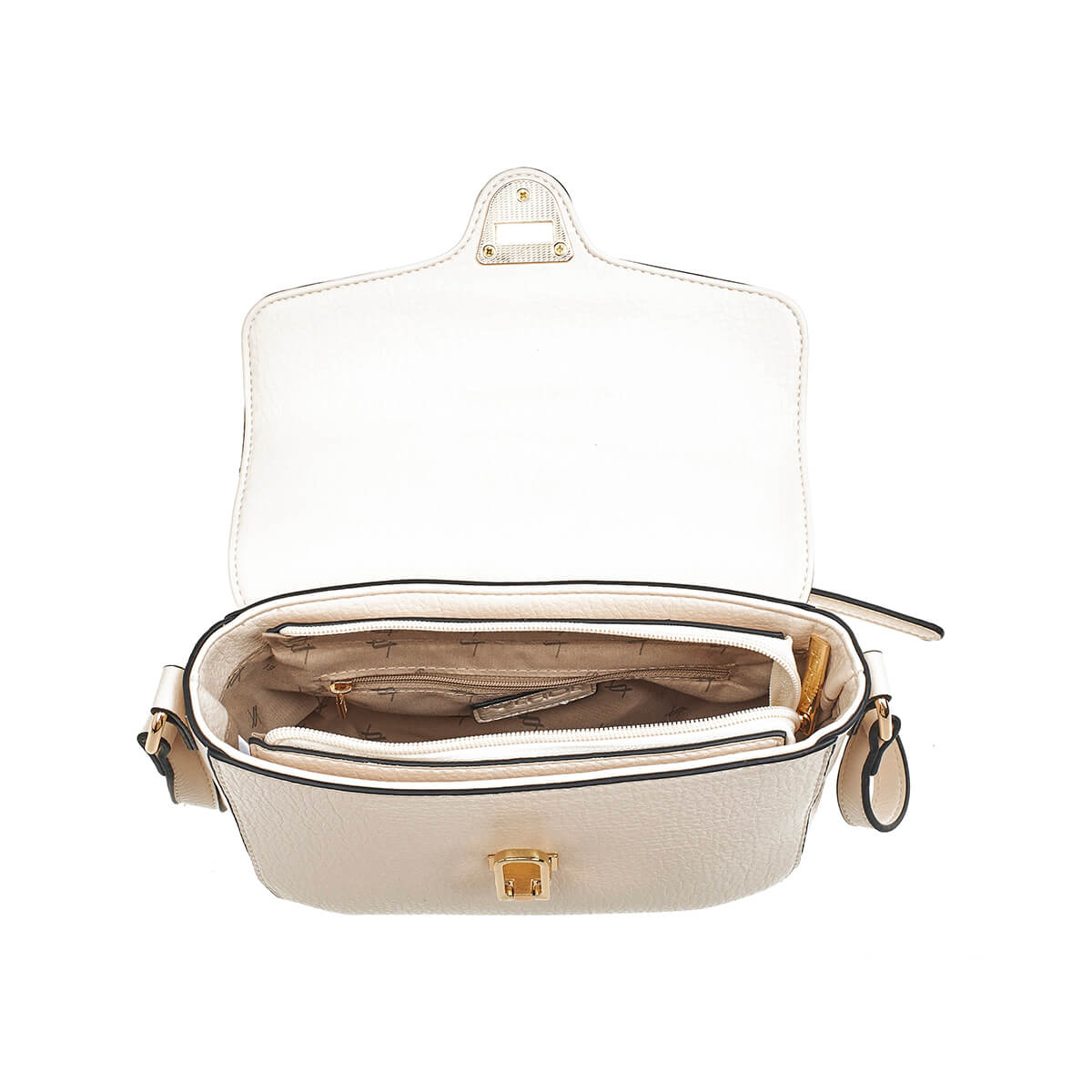 Verde Γυναικεία Τσάντα Χιαστί 16-7270 Εκρού