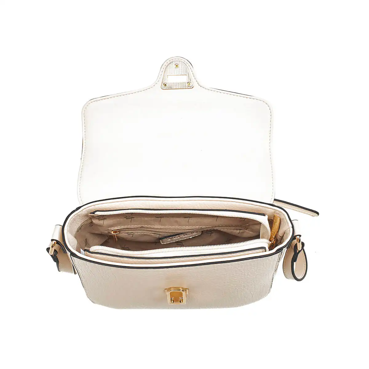 Verde Γυναικεία Τσάντα Χιαστί 16-7270 Εκρού