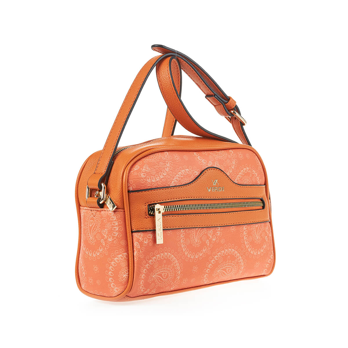 Verde Γυναικεία Τσάντα Χιαστί 16-7275 Πορτοκαλί /Σομον