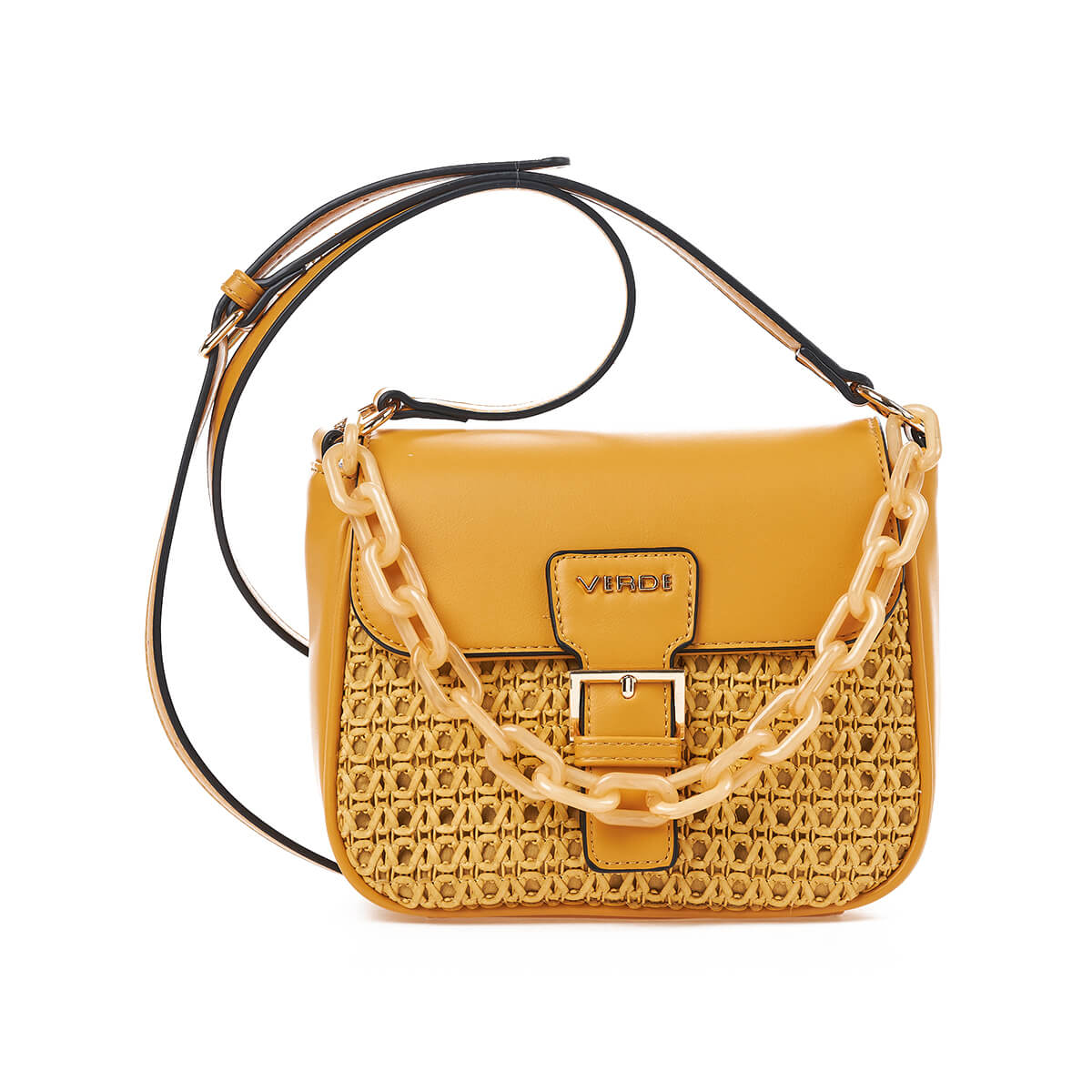 Verde Γυναικεία Τσάντα Χιαστί 16-7283 Κίτρινο