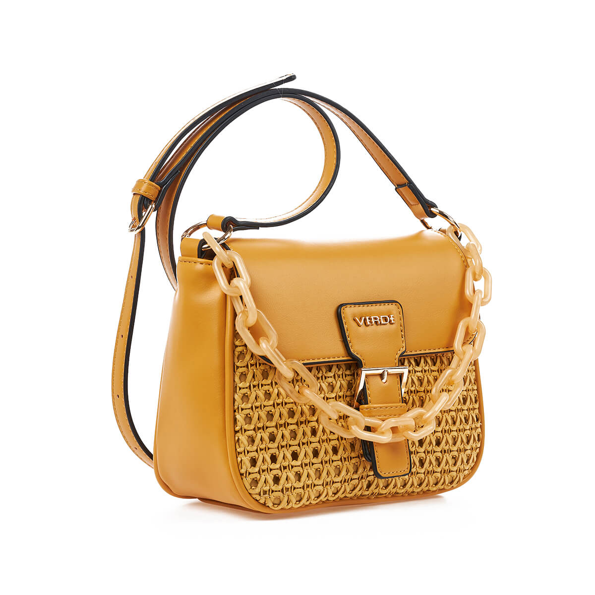 Verde Γυναικεία Τσάντα Χιαστί 16-7283 Κίτρινο