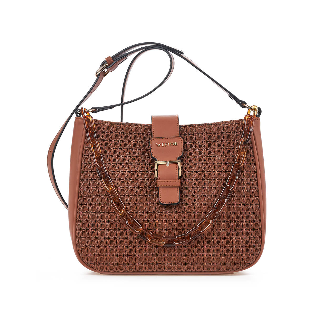 Verde Γυναικεία Τσάντα Χιαστί 16-7284 Καφέ