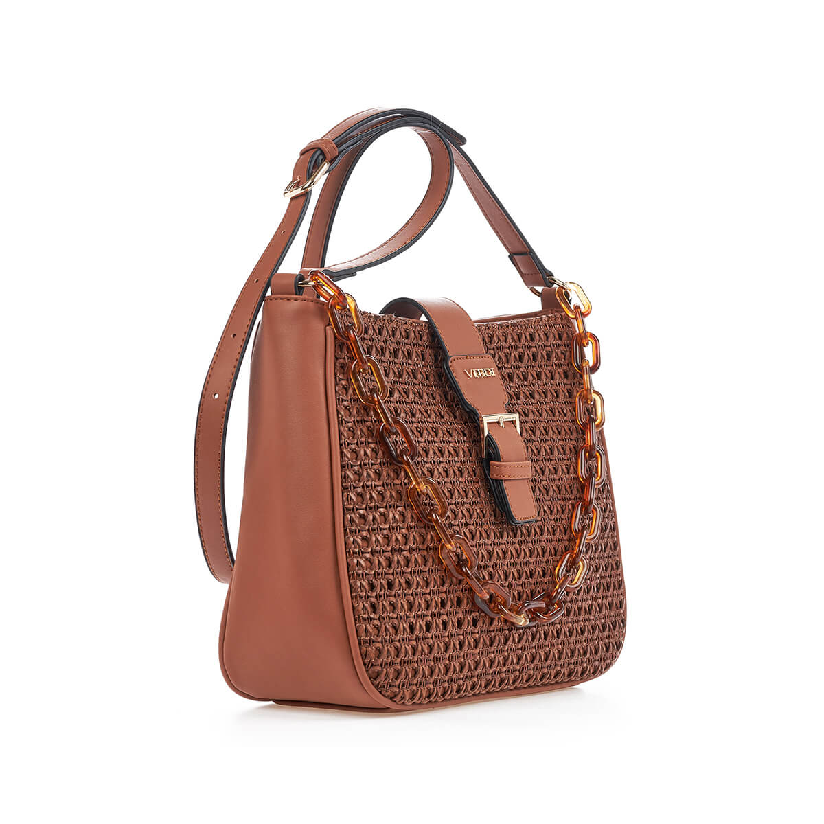 Verde Γυναικεία Τσάντα Χιαστί 16-7284 Καφέ