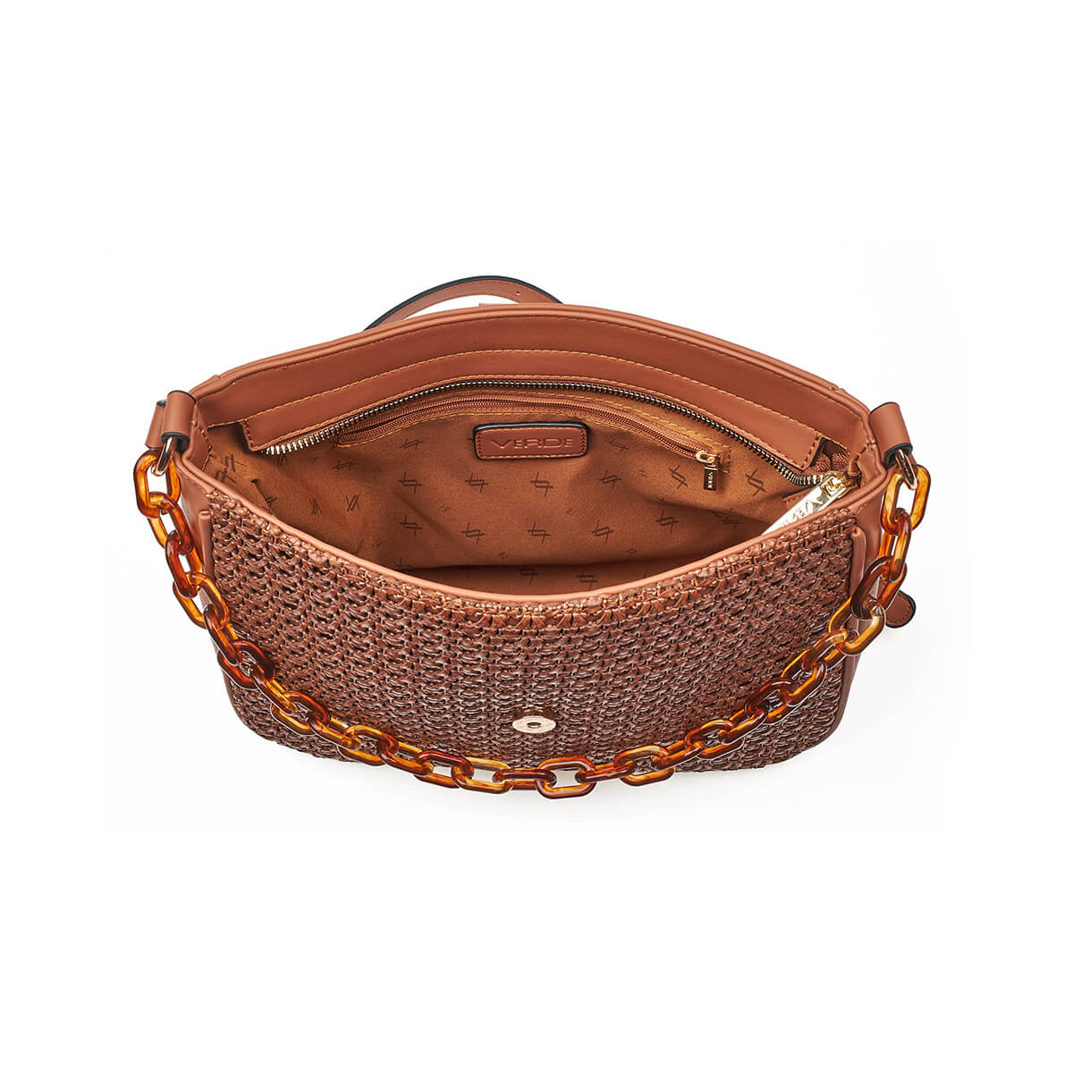 Verde Γυναικεία Τσάντα Χιαστί 16-7284 Καφέ