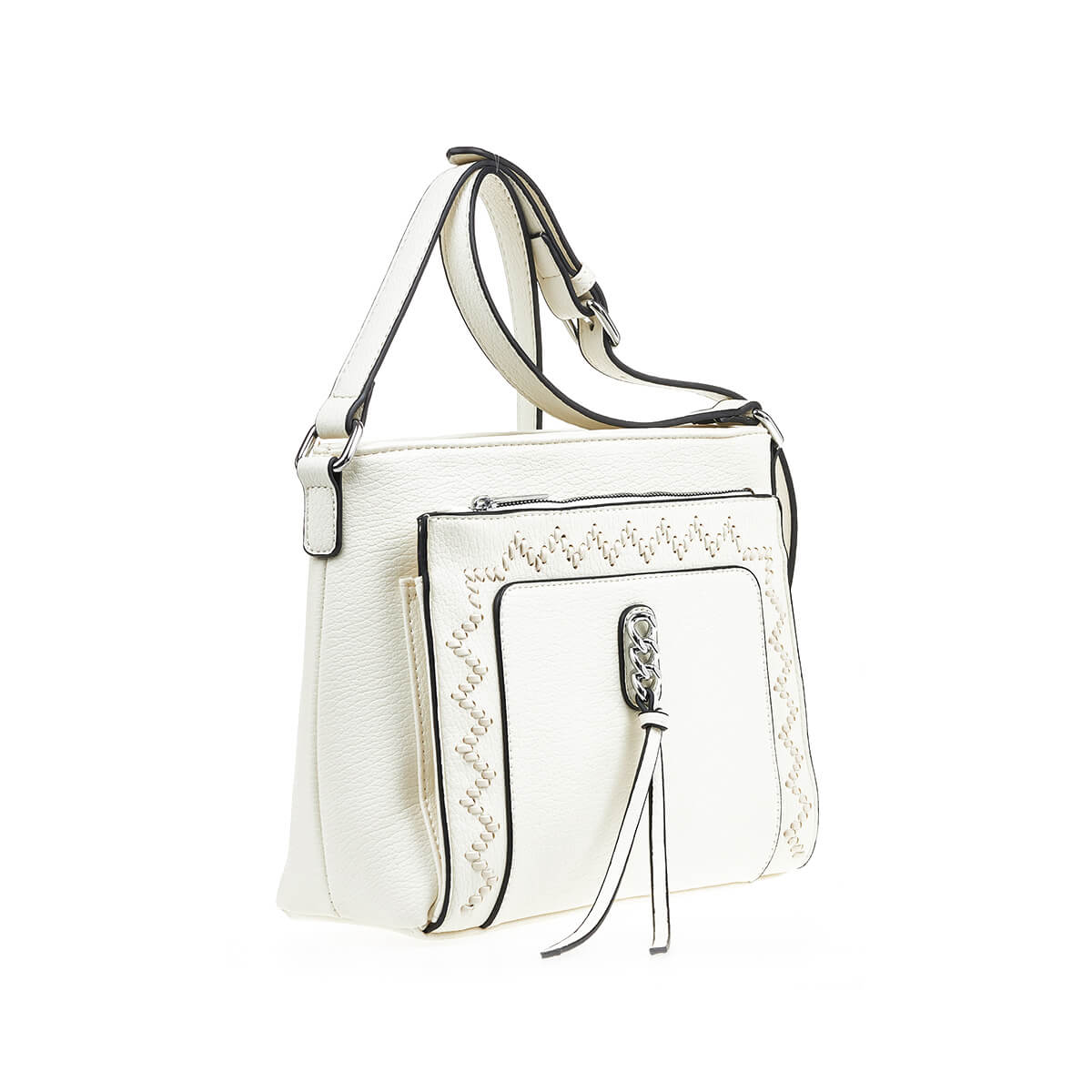 Verde Γυναικεία Τσάντα Χιαστί 16-7327 Εκρού