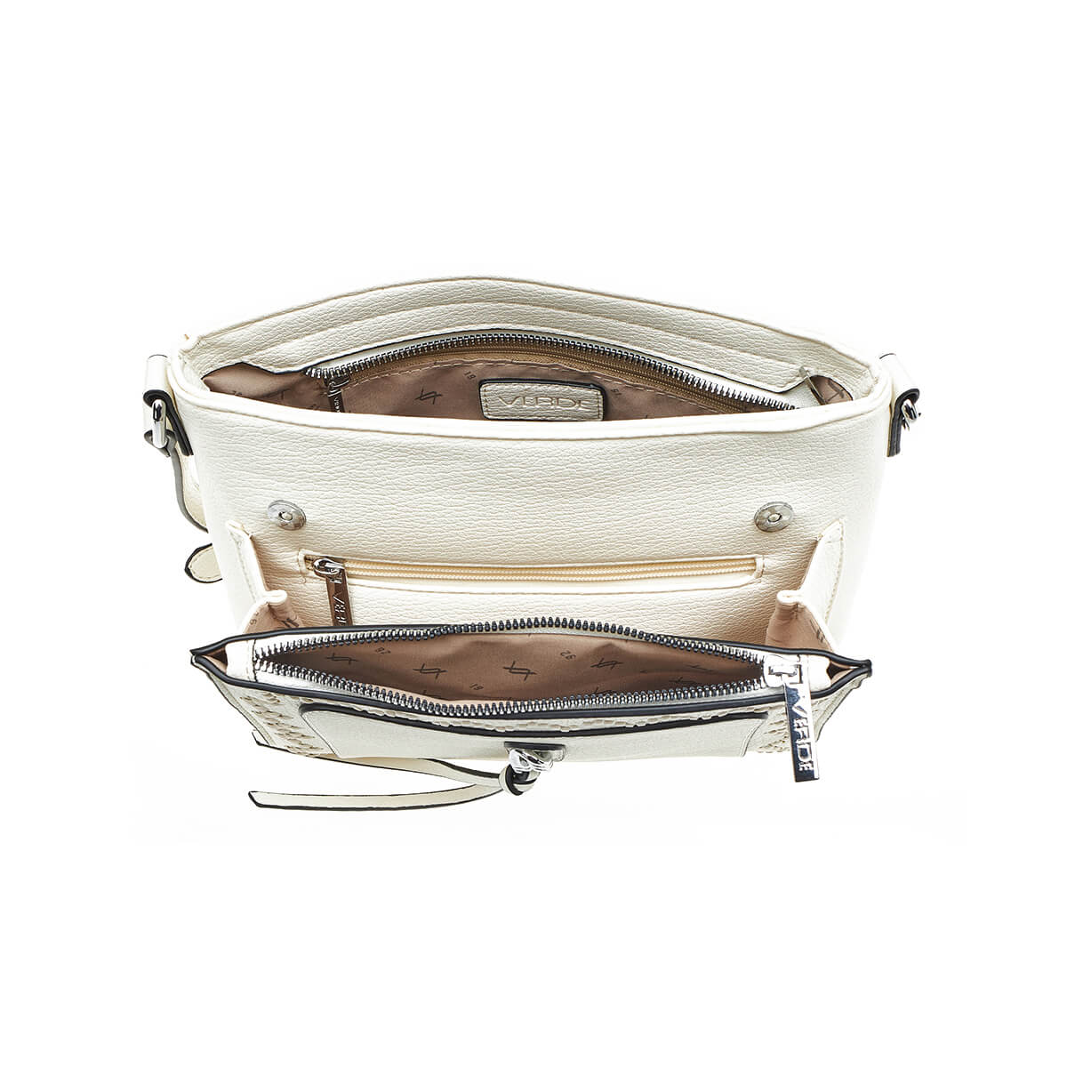 Verde Γυναικεία Τσάντα Χιαστί 16-7327 Εκρού