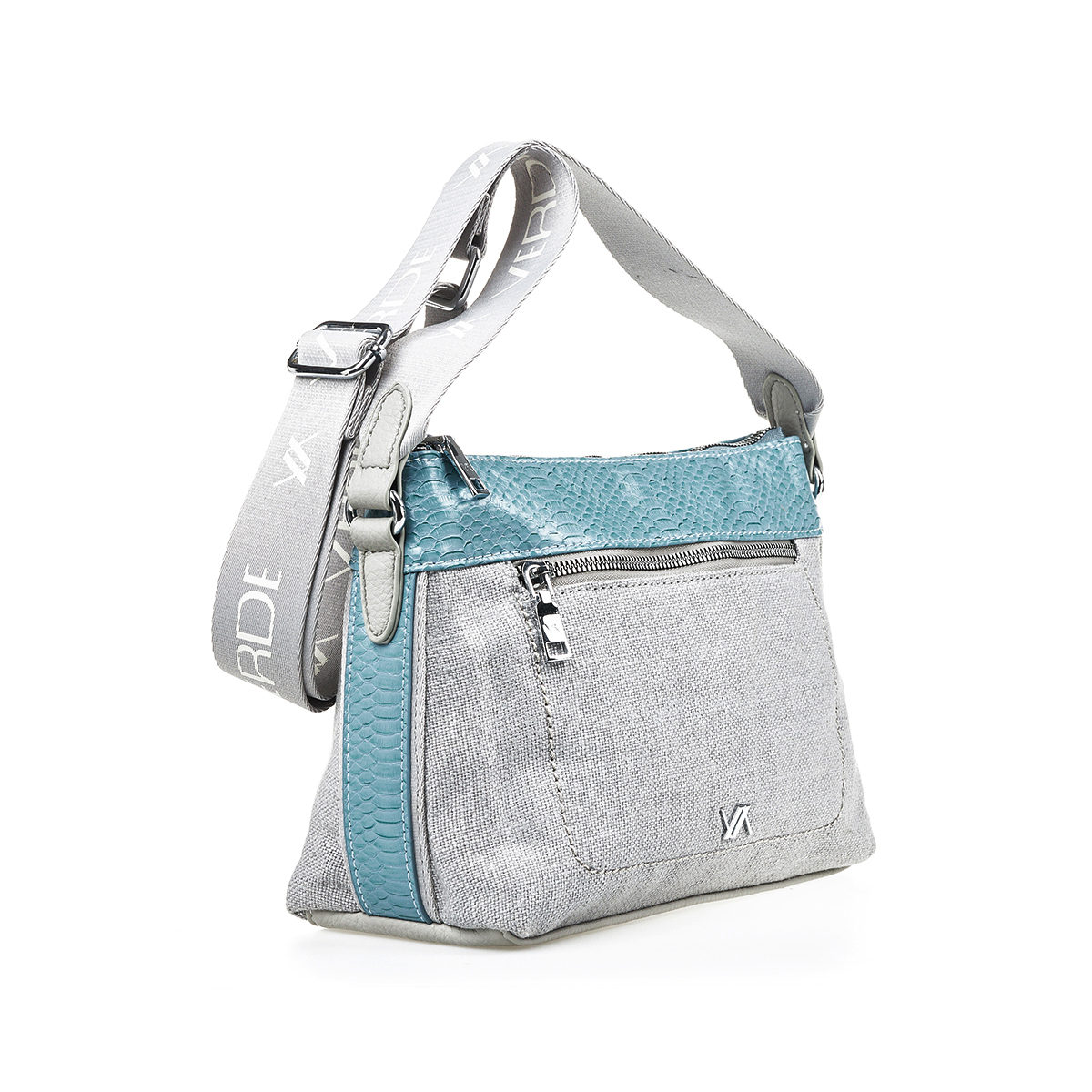 Verde Γυναικεία Τσάντα Χιαστί 16-7358 Γιούτα Γκρι