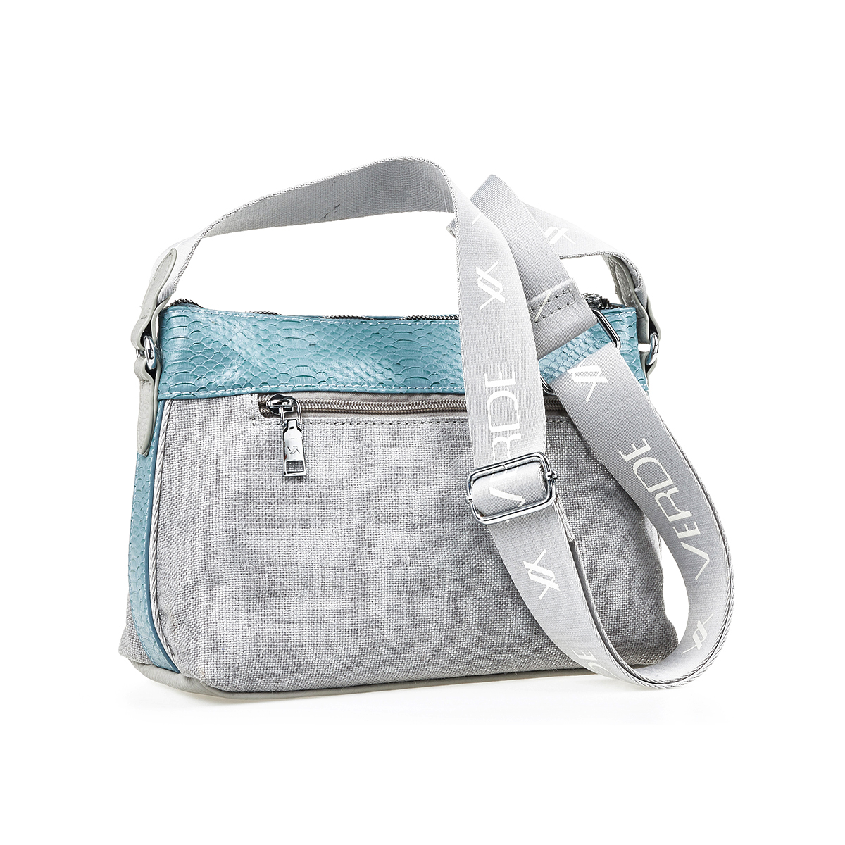 Verde Γυναικεία Τσάντα Χιαστί 16-7358 Γιούτα Γκρι