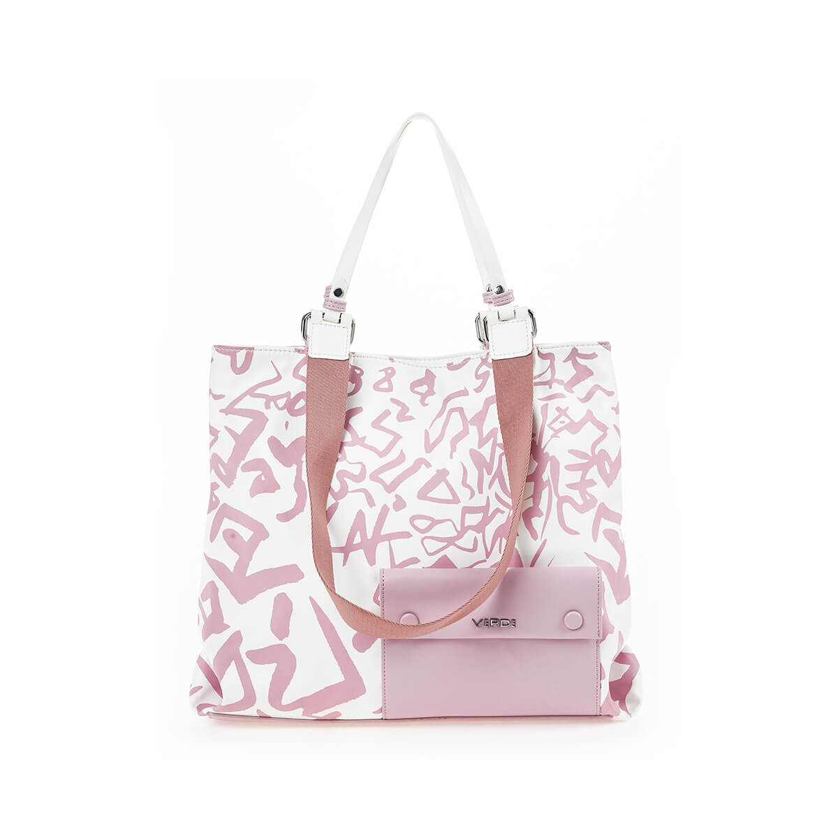 Verde Γυναικεία Τσάντα Ώμου 16-7366 Άσπρο Ροζ