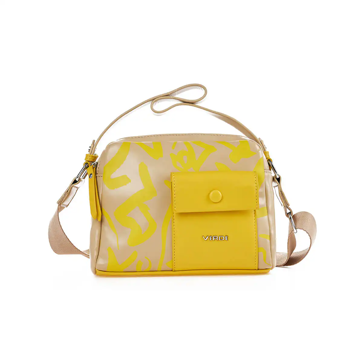 Verde Γυναικεία Τσάντα Χιαστί 16-7367 Μπεζ Μπεζ Κίτρινο