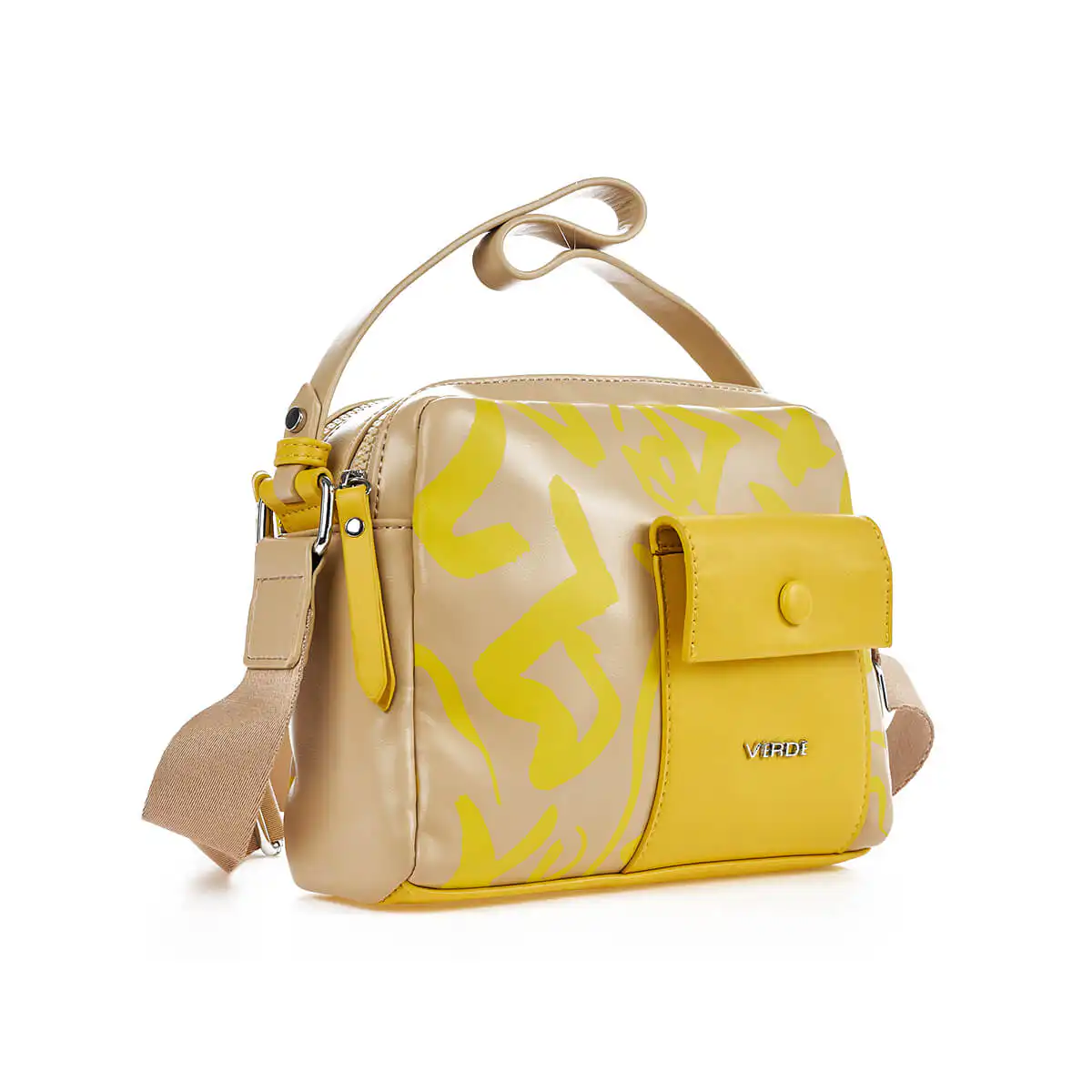 Verde Γυναικεία Τσάντα Χιαστί 16-7367 Μπεζ Μπεζ Κίτρινο