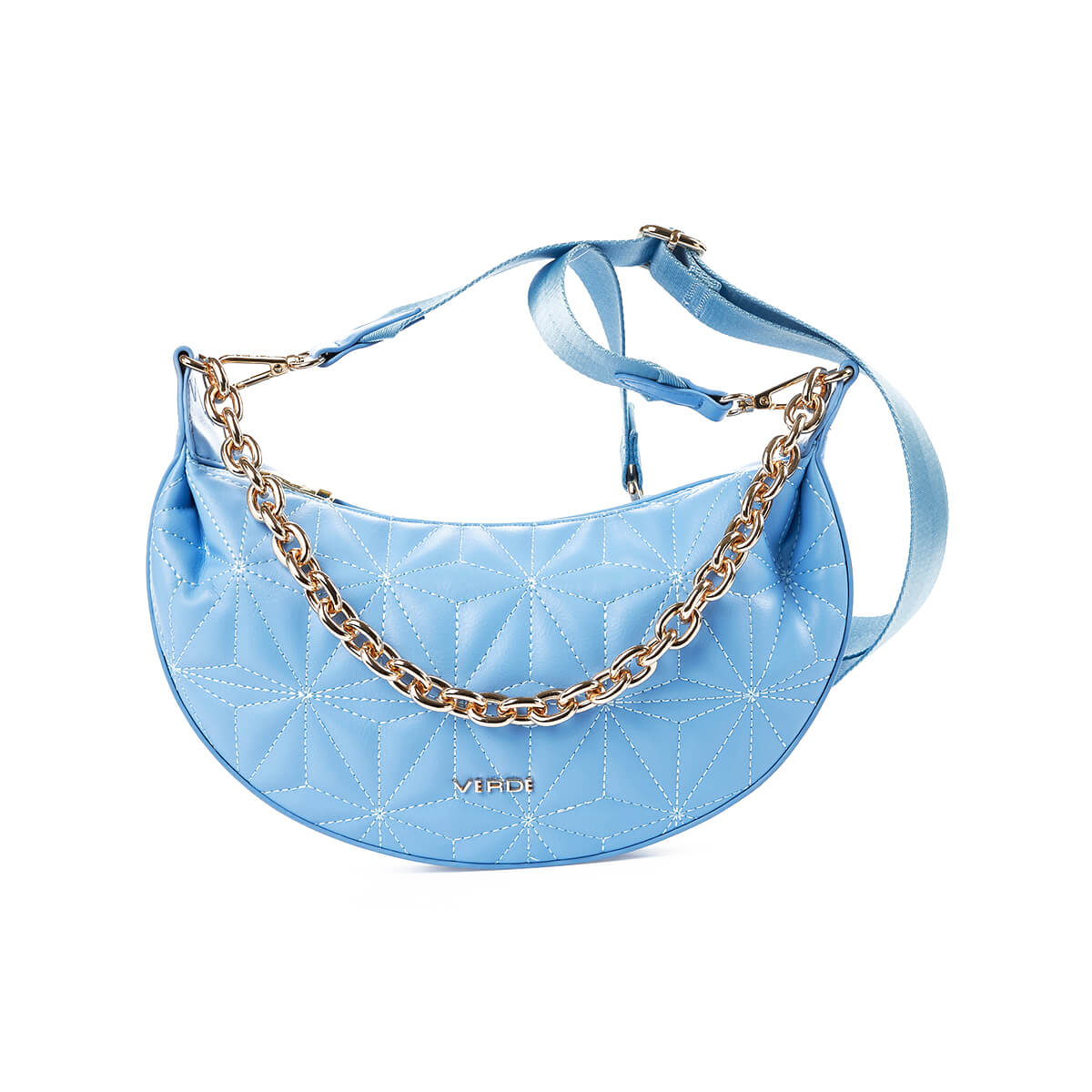 Verde Γυναικεία Τσάντα Χιαστί 16-7368 Ανοιχτό Μπλε