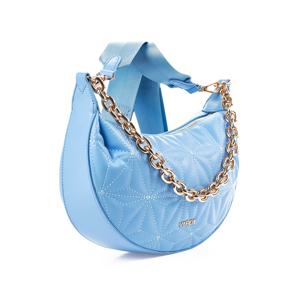 Verde Γυναικεία Τσάντα Χιαστί 16-7368 Ανοιχτό Μπλε