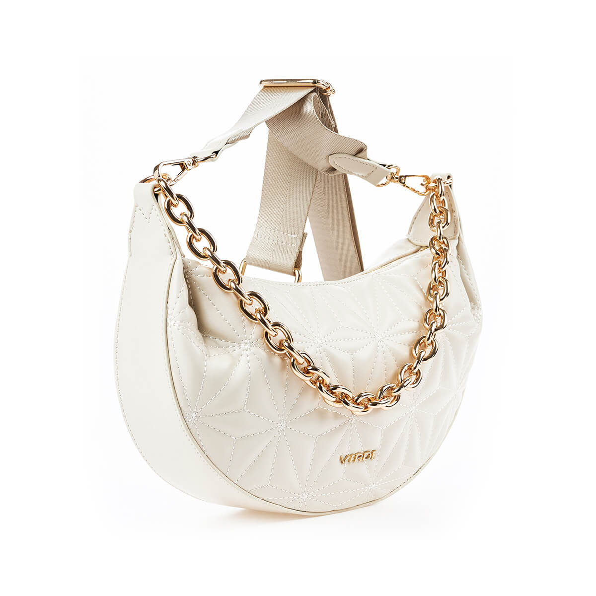 Verde Γυναικεία Τσάντα Χιαστί 16-7368 Εκρού