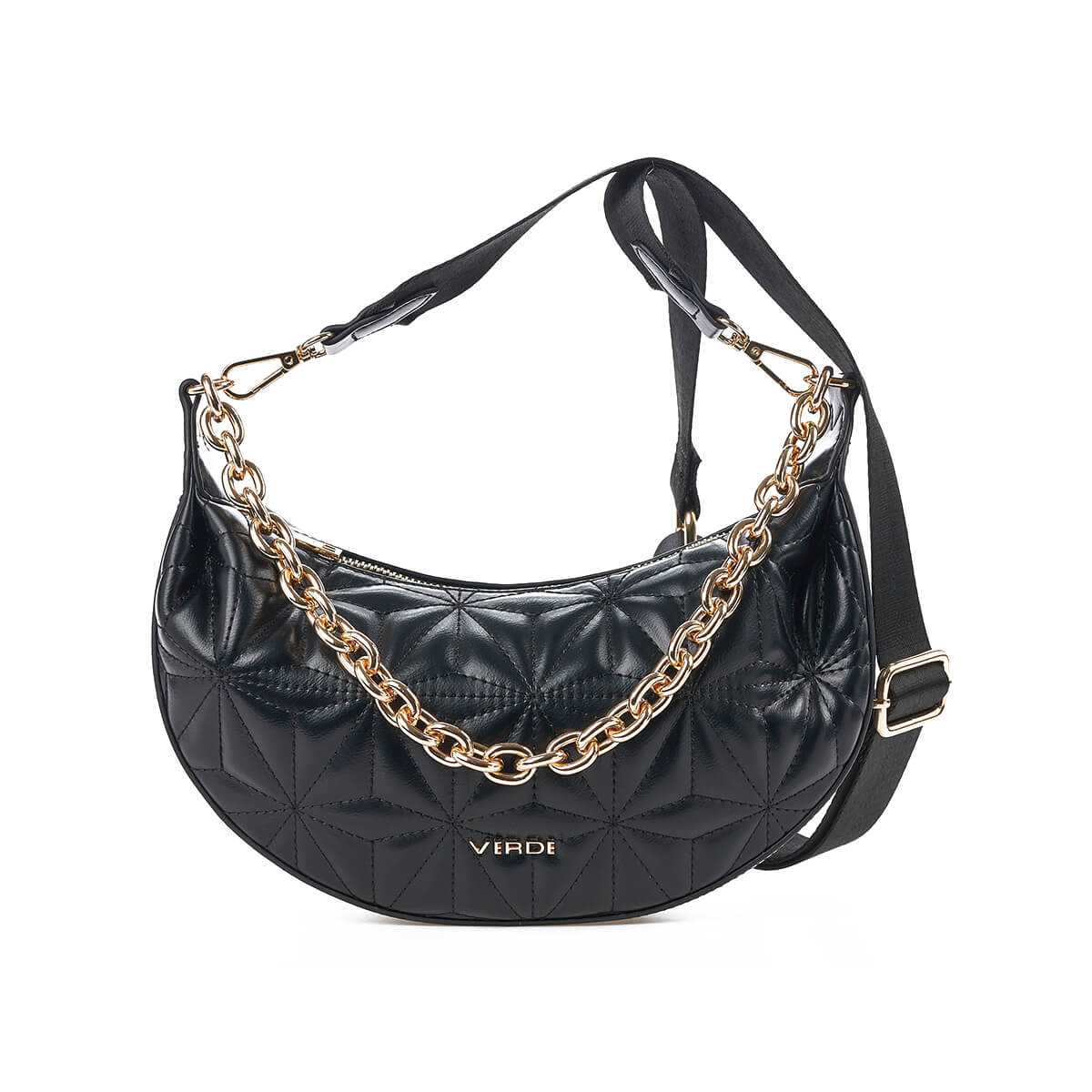 Verde Γυναικεία Τσάντα Χιαστί 16-7368 Μαύρο