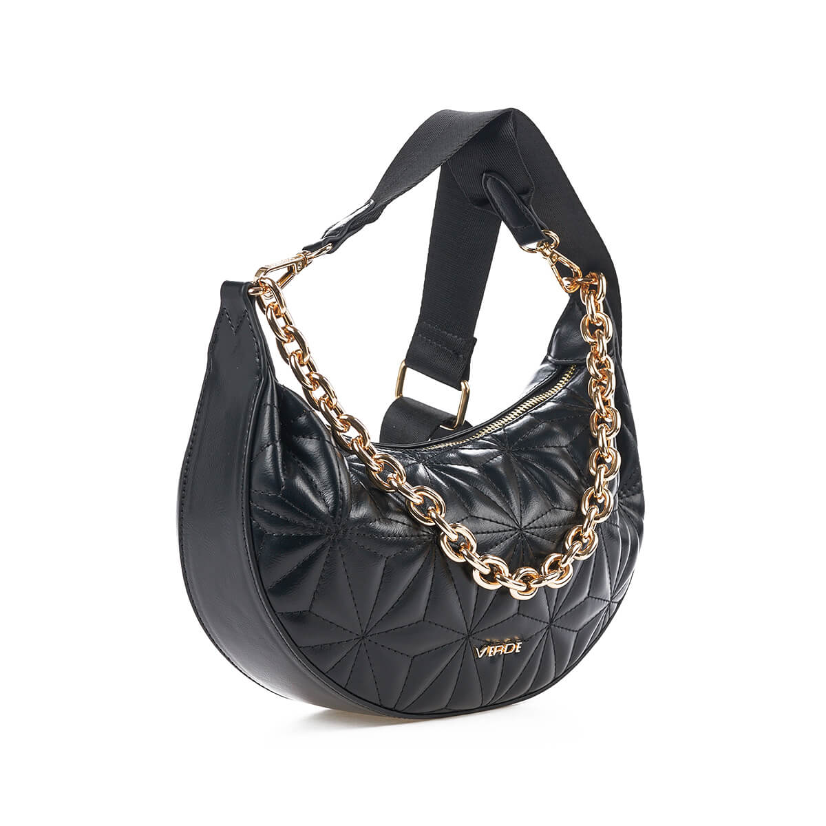 Verde Γυναικεία Τσάντα Χιαστί 16-7368 Μαύρο