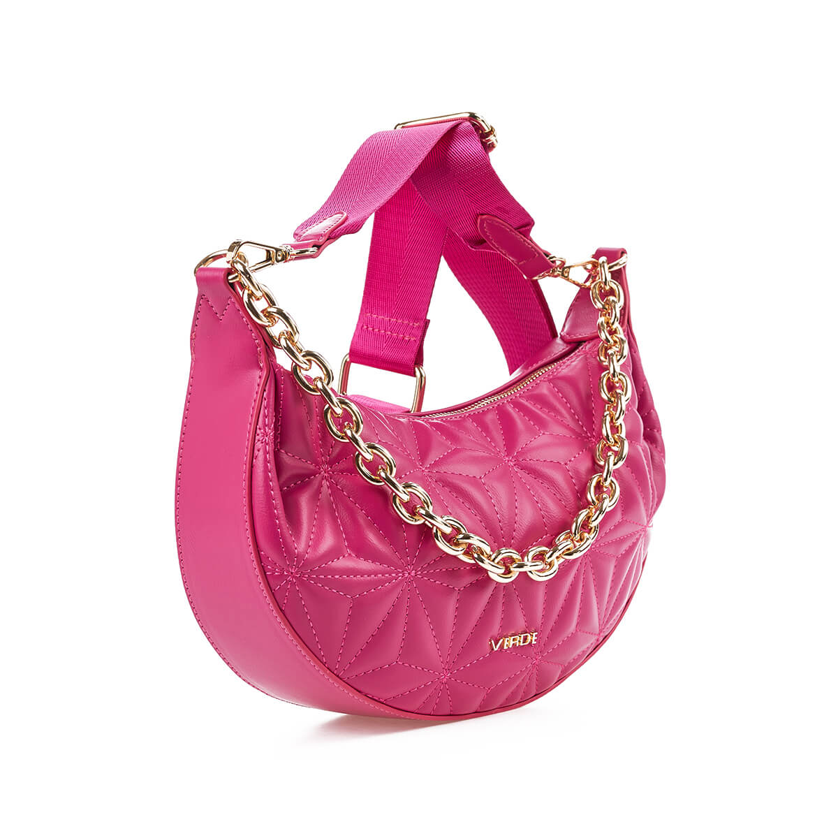 Verde Γυναικεία Τσάντα Χιαστί 16-7368 Φούξια