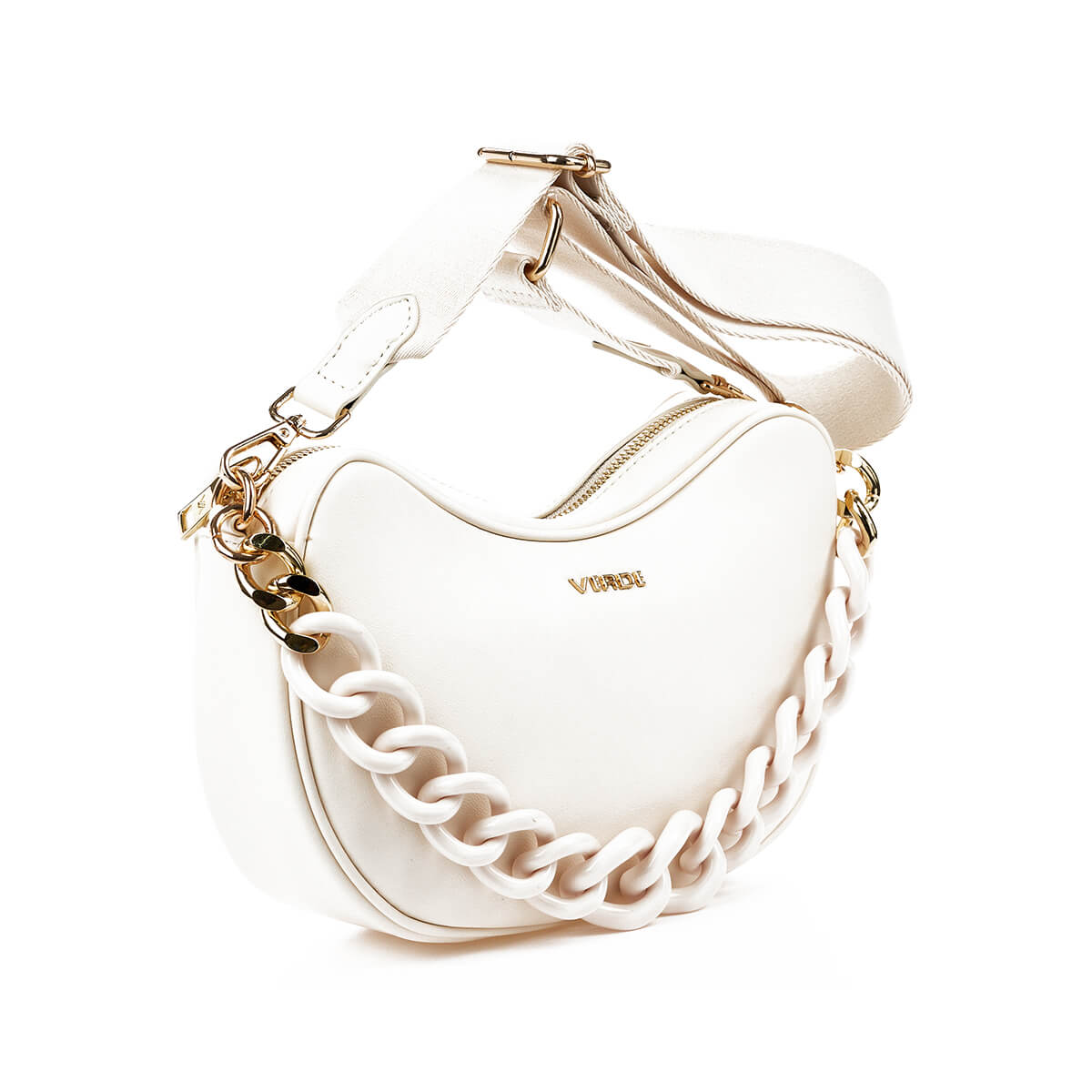 Verde Γυναικεία Τσάντα Χιαστί 16-7369 Εκρού