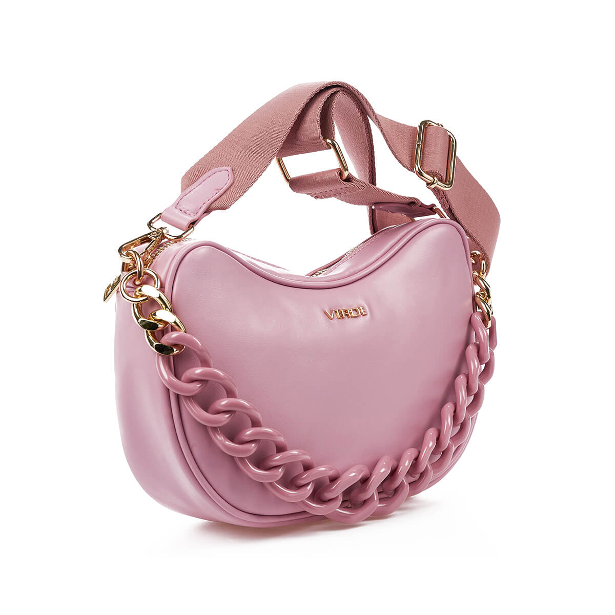 Verde Γυναικεία Τσάντα Χιαστί 16-7369 Ροζ