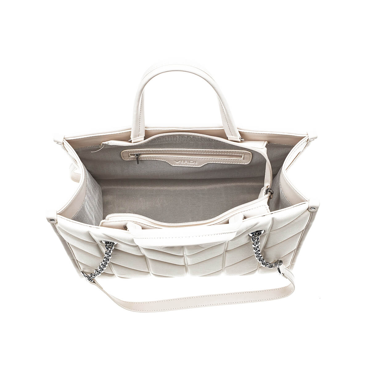 Verde Γυναικεία Τσάντα Χειρός-΄Ώμου 16-7390 Εκρού