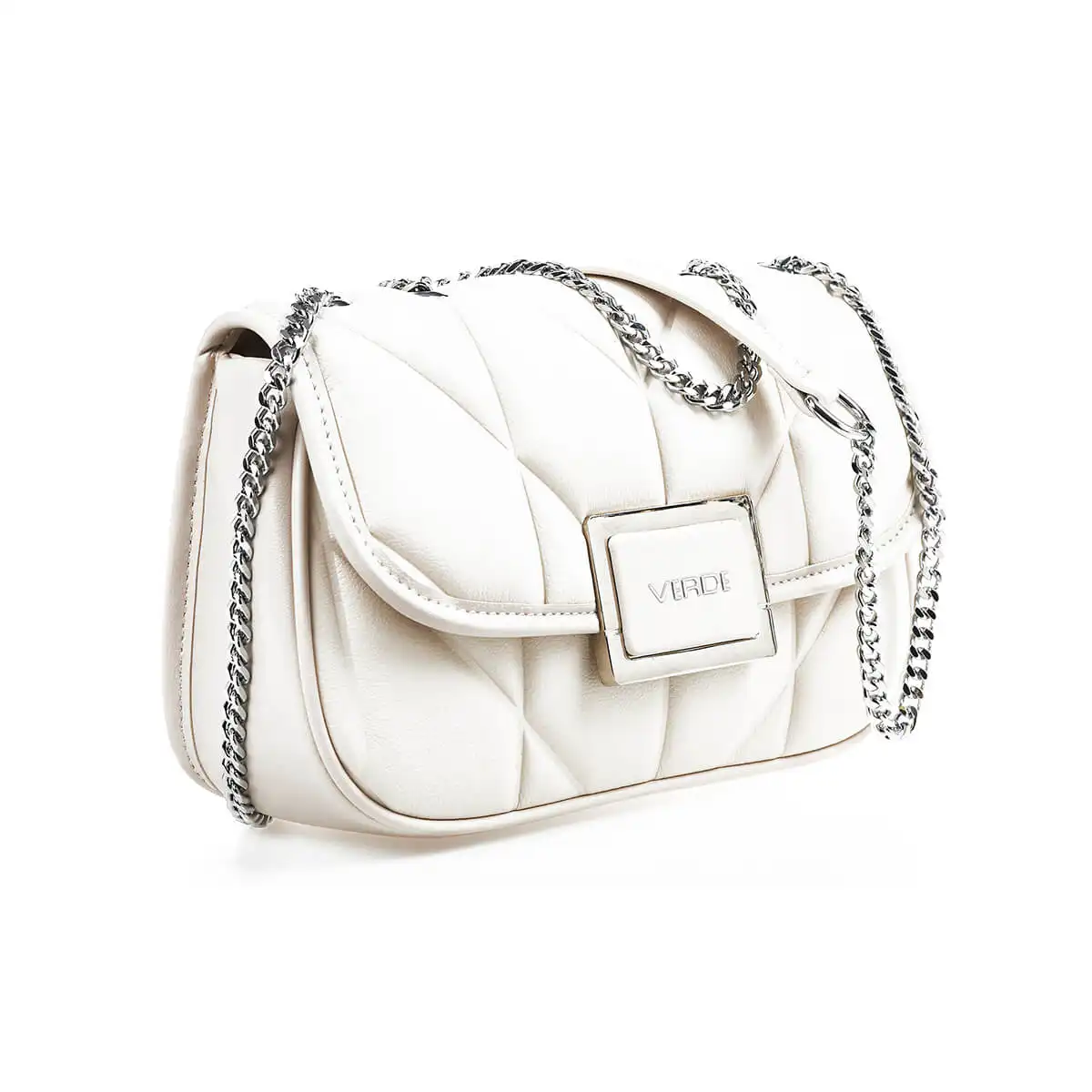 Verde Γυναικεία Τσάντα Χιαστί 16-7391 Εκρού