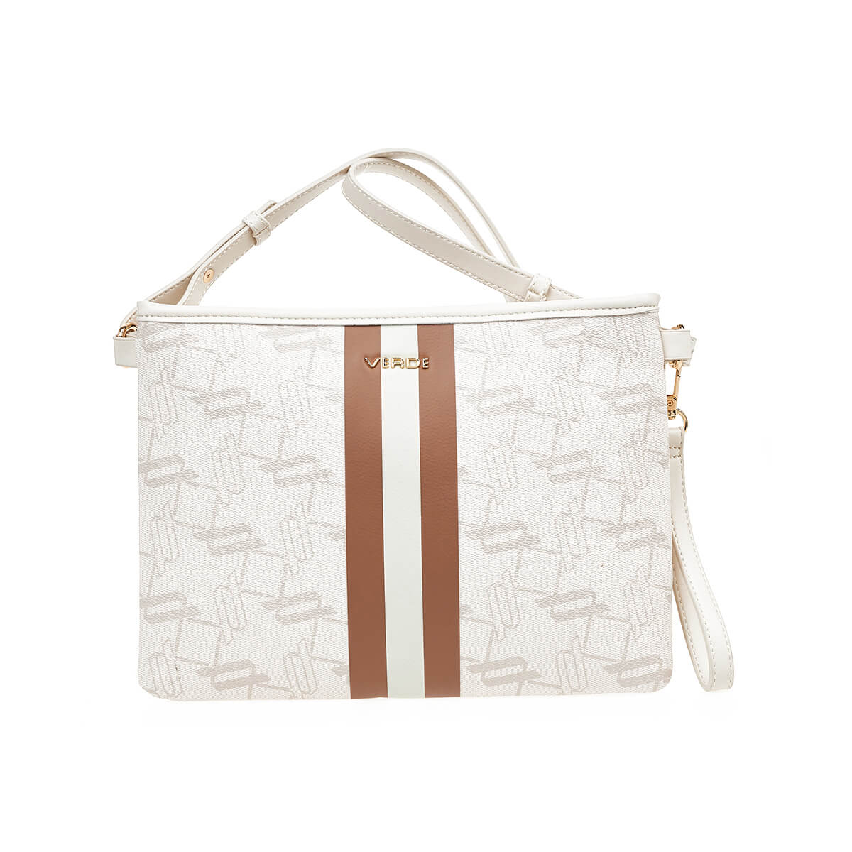 Verde Γυναικεία Τσάντα Χιαστί 16-7401 Εκρού