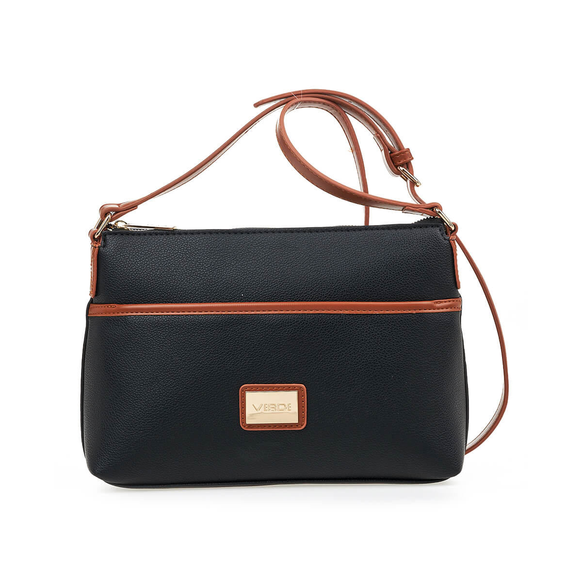 Verde Γυναικεία Τσάντα Χιαστί 16-7403 Μαύρο