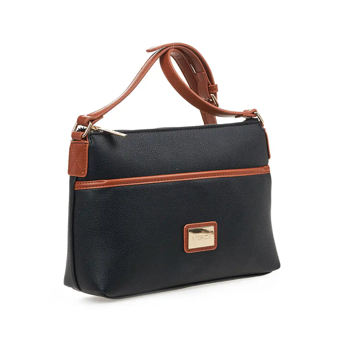 Verde Γυναικεία Τσάντα Χιαστί 16-7403 Μαύρο