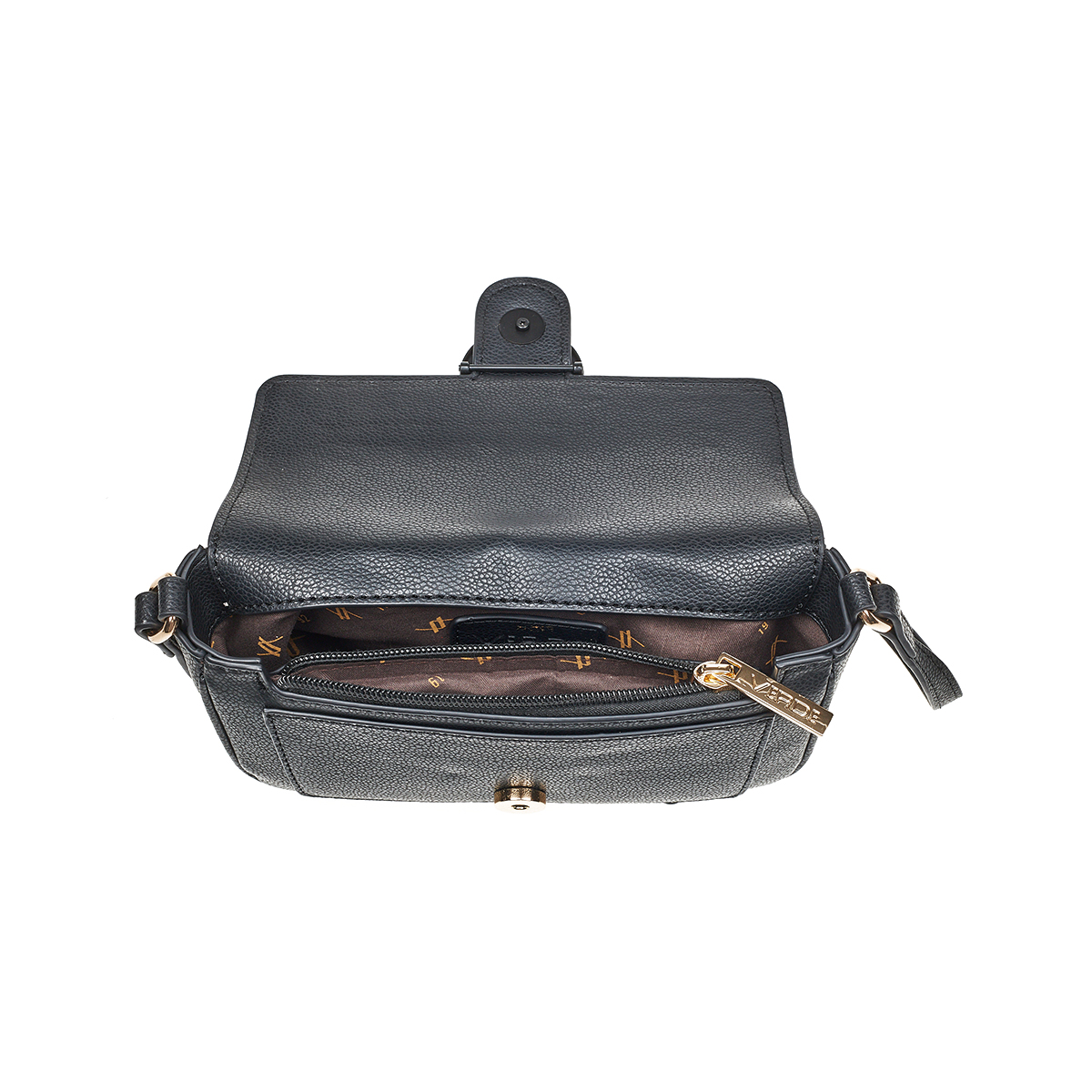 Verde Γυναικεία Τσάντα Χιαστί 16-7409 Μαύρο