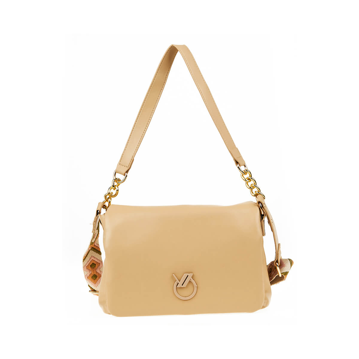 Verde Γυναικεία Τσάντα Χιαστί 16-7441 Μπεζ