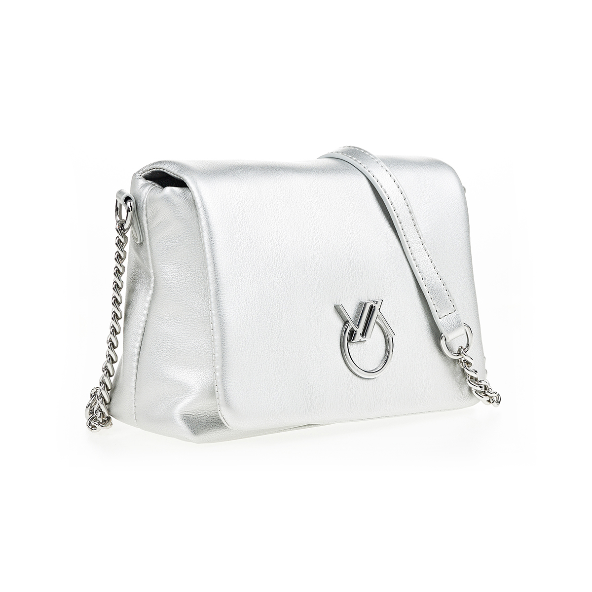 Verde Γυναικεία Τσάντα Χιαστί 16-7442 Ασημί