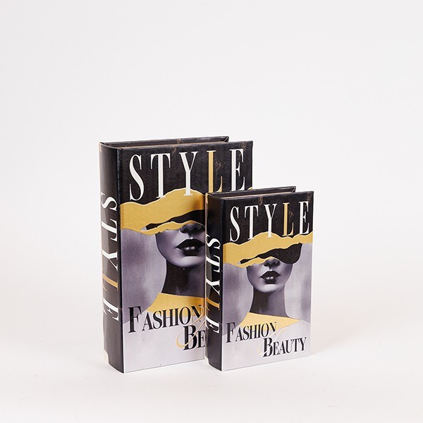 S/2 ΚΟΥΤΙΑ ΒΙΒΛΙΑ STYLE FASHION BEAUTY ΞΥΛΙΝΟ ΜΑΥΡΟ 27x18x7cm / 21x13x5cm
