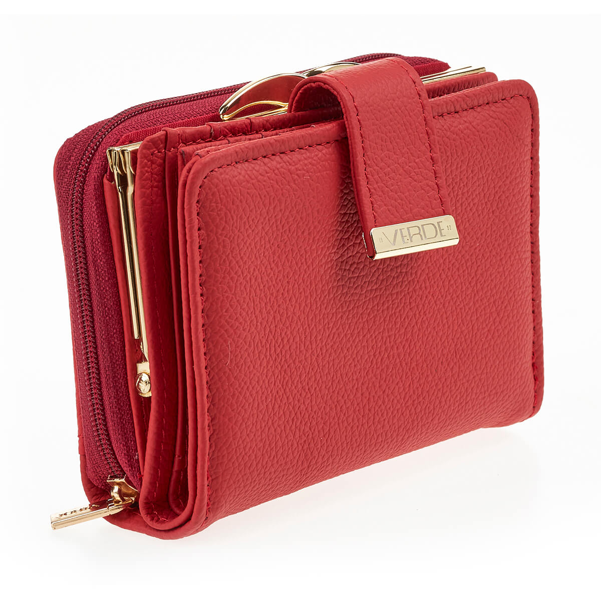Verde Γυναικείο Πορτοφόλι 18-1401 Δερμάτινο Κόκκινο