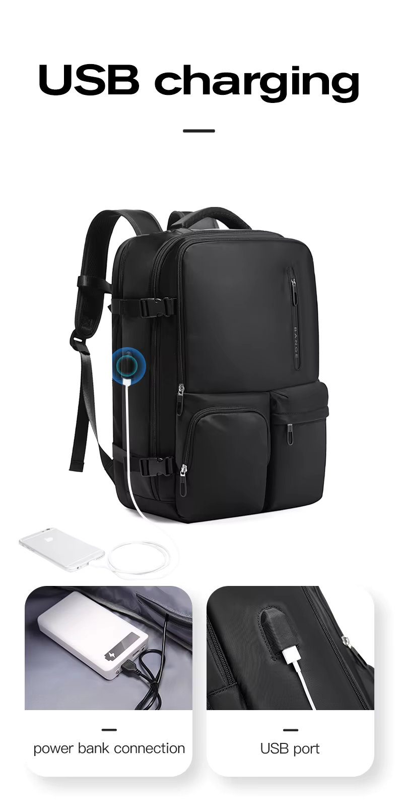 Backpack καμπίνας 29L 15,6” Bange 1800 μαύρο