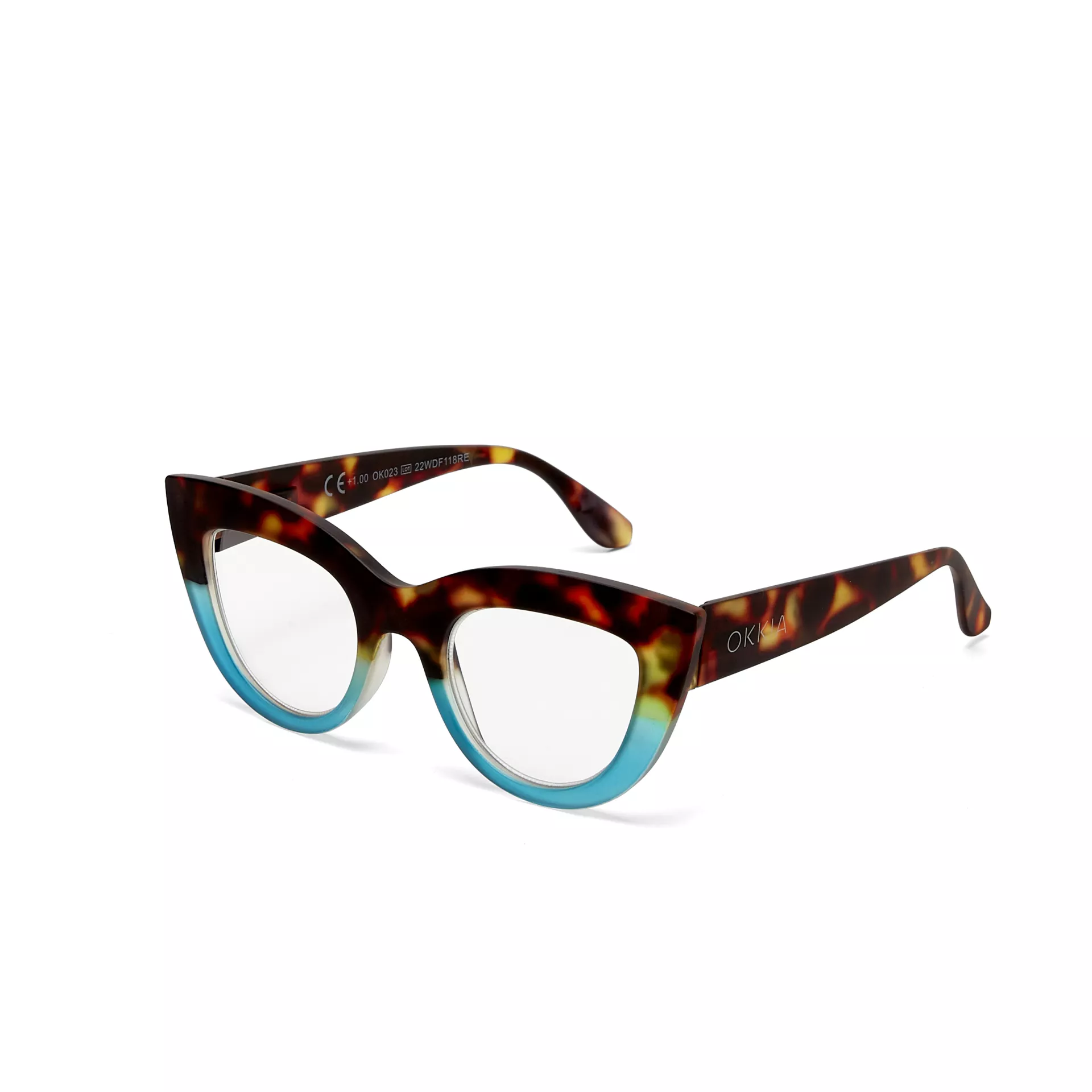 Γυαλιά διαβάσματος πρεσβυωπίας okkia Claudia Big Cat Eye - Havana and blue