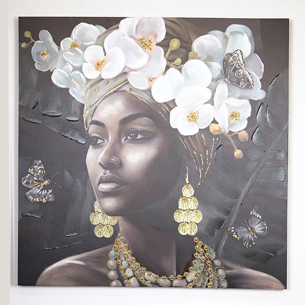 ΠΙΝΑΚΑΣ ΚΑΜΒΑΣ ΓΥΝΑΙΚΑ ΜΕ ΛΟΥΛΟΥΔΙΑ ΜΑΥΡΟΣ – ΛΕΥΚΟΣ – ΓΚΡΙ 100x3x100cm