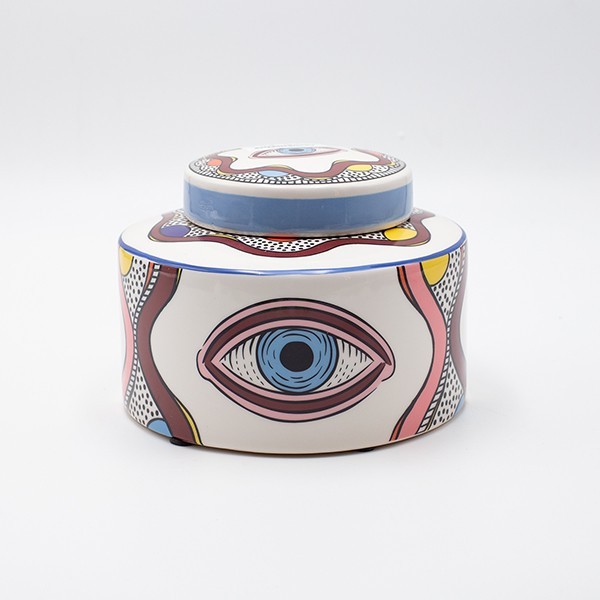 ΔΙΑΚΟΣΜΗΤΙΚΟ ΜΠΩΛ ΚΕΡΑΜΙΚΟ ΛΕΥΚΟ-ΜΕ ΓΑΛΑΖΙΑ ΜΑΤΙΑ 16x16x12.3cm