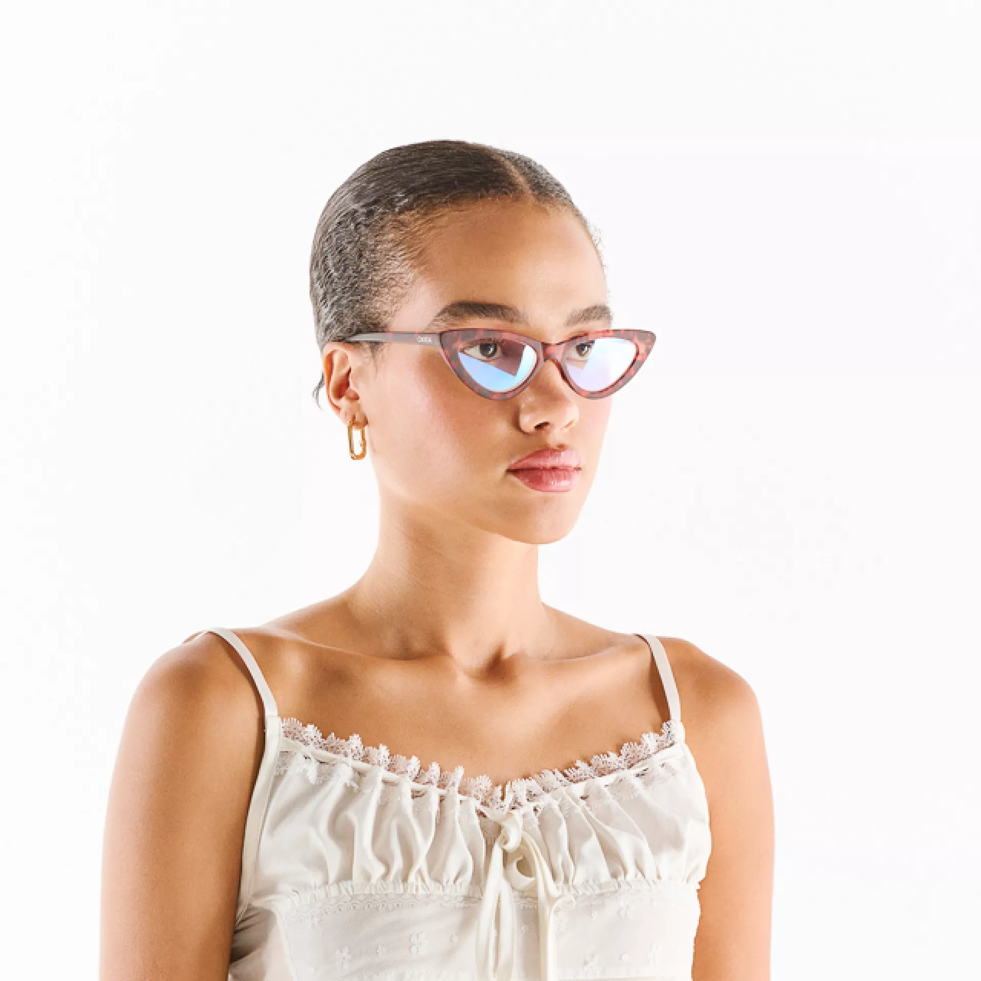 Okkia γυαλιά ηλίου με φίλτρο προστασίας για υπολογιστή Adriana Small cat eye – Brown (blue lenses)